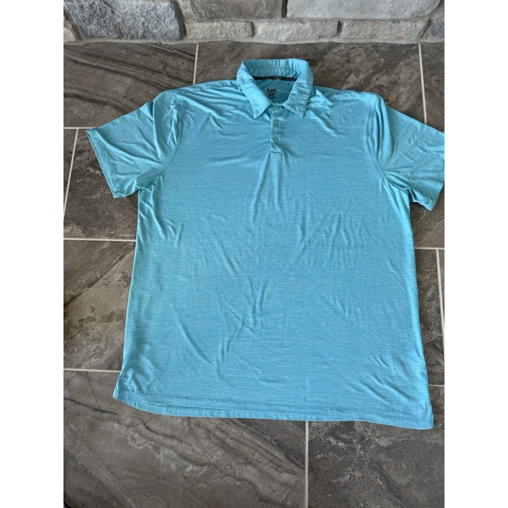 Lee Regular Fit Men's T-Shirt Size 2XL XXL Blue Heather Striped Polo Polyester